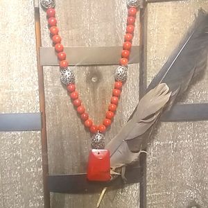 20 in handmade red jasper necklace